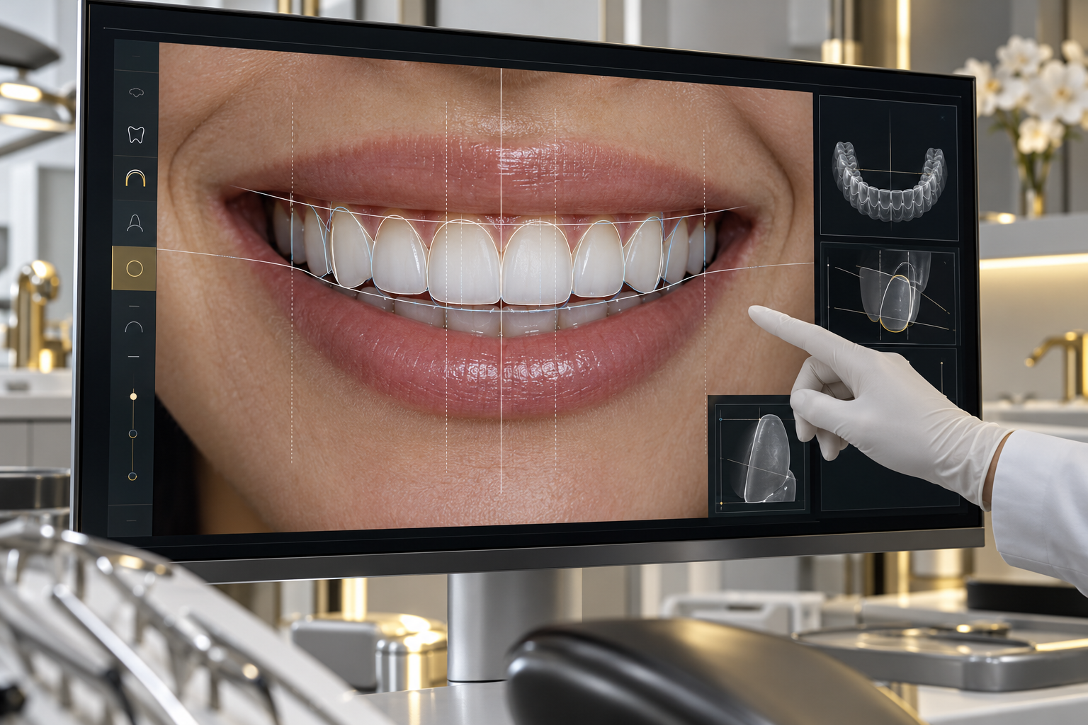 Visualização ilustrativa de planejamento digital do sorriso